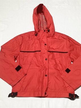 Eddie Bauer Size XS Red Windbreaker Hooded Jacket Front Zip Closure